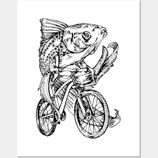 SEEMBO Goldfish Cycling Bicycle Bicycling Biker Biking Bike Posters and Art